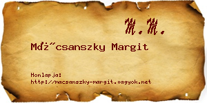 Mácsanszky Margit névjegykártya